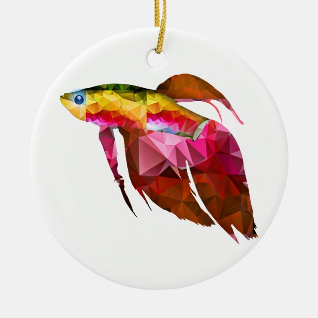 Betafische für Polygon-Mosaik-Rosa Keramikornament (Vorne)