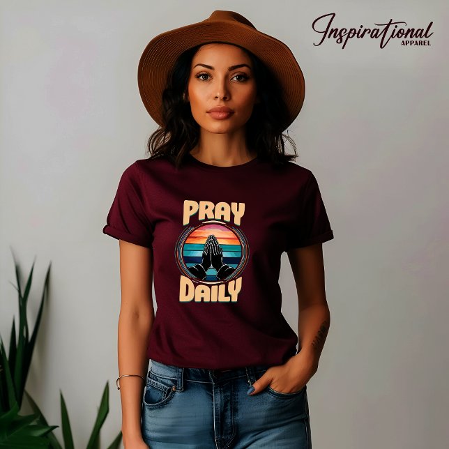 Bete Daily T - Shirt (Female Model Maroon Pray Daily T-Shirt)