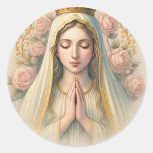 Bete die Rosenkranz - Unsere Dame der Fatima-Hinga Runder Aufkleber