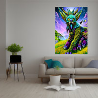 Bête d'ours imaginaire coloré | AI Art Poster