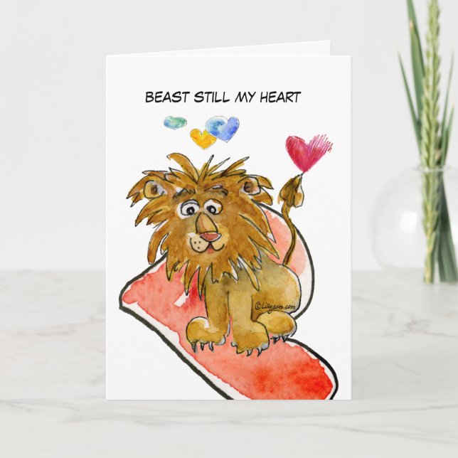 Bête encore mon coeur Lion Cartes Coeurs (Devant)