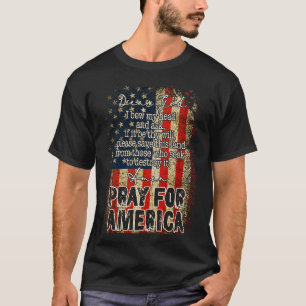 Bete für Amerika Christlich Amerikanische Flagge G T-Shirt