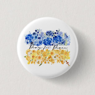 Bete für den Frieden. Ukrainische Flaggenfarben. W Button