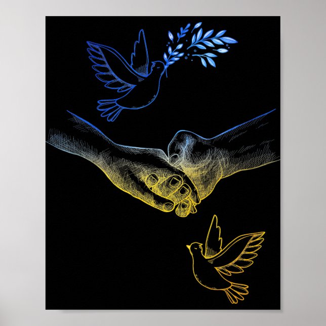 Bete für die Ukraine, realistische Paar mit Händen Poster (Vorne)