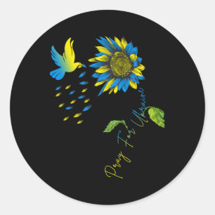 Bete für die Ukraine Sonnenblume Ukrainische Flagg Runder Aufkleber