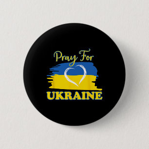 Bete für die Ukraine Ukrainische Flagge Herz Button