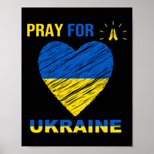Bete für die Ukraine Ukrainische Flagge Herz Chris Poster