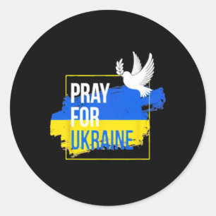 Bete Für Ukraine Friedens-Taube Männer Frauen Stop Runder Aufkleber