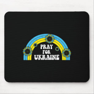 Bete Für Ukraine Sonnenblume Blau Gelb Regenbogen  Mousepad