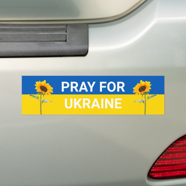 Bete für Ukraine Sonnenblume Flagge Gelb & Blau Autoaufkleber (Auf Auto)