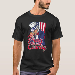 Bete für unser Land Nation Uncle Sam USA Katholisc T-Shirt