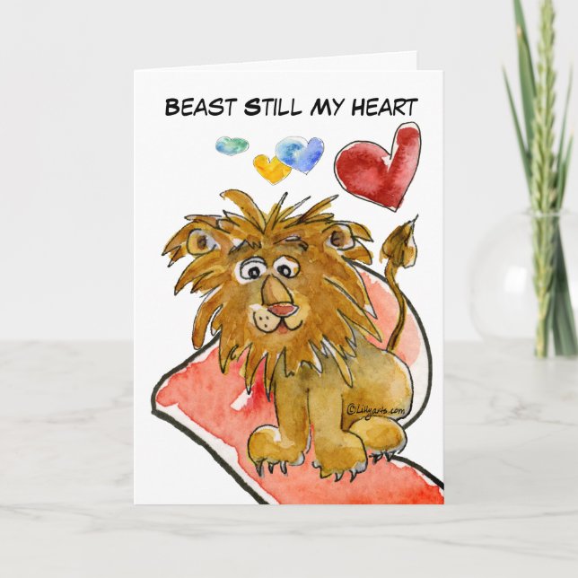 Bête toujours ma carte de coeurs de lion de coeur (Devant)