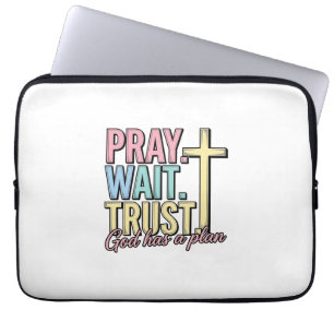Bete Warte Vertraue Kreuz Christlich Vintage Laptopschutzhülle