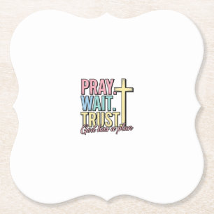 Bete Warte Vertraue Kreuz Christlich Vintage Untersetzer
