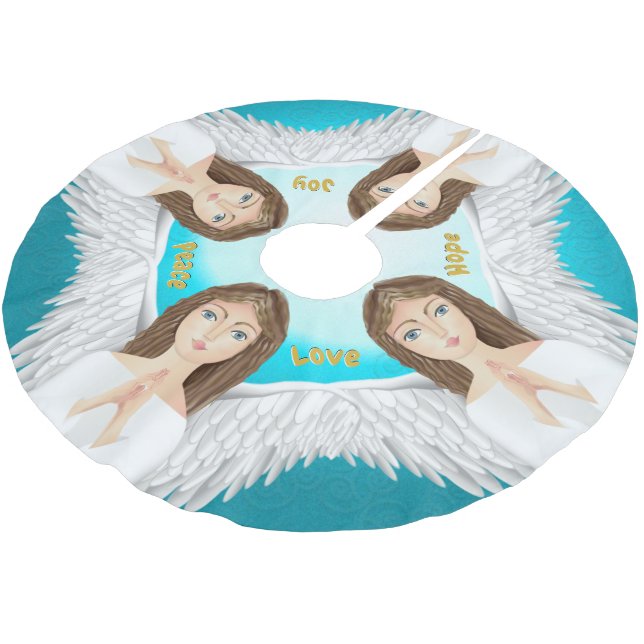 Beten Angel Weihnachten Polyester Weihnachtsbaumdecke (Schrägansicht)