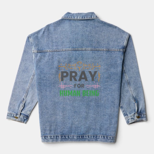 Beten für das menschliche Wesen Jeansjacke (Rückseite)