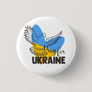 Beten für die Ukraine Herz und Taube Button