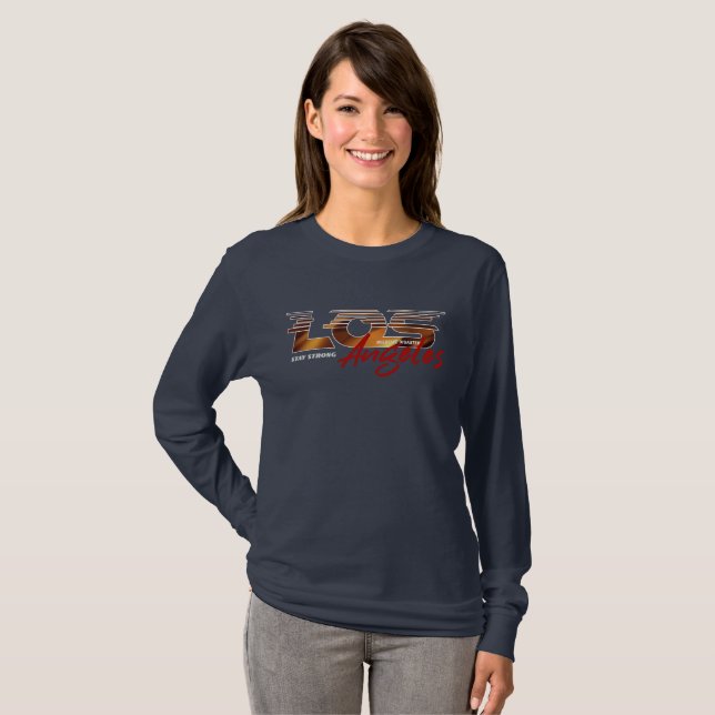 Beten für Los Angeles (2) | Frauen Langschläfchen T-Shirt (Vorne ganz)