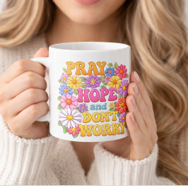 BETEN HOFFEN SICH NICHT SORGEN St. Padre Pio Blume Zweifarbige Tasse