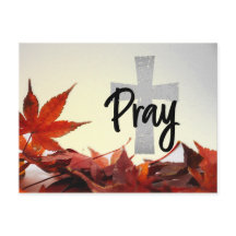 Beten Sie Christliches Kreuz, Herbst Rote Blätter