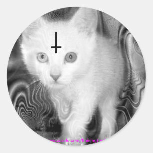 beten Sie die Miezekatze an Runder Aufkleber