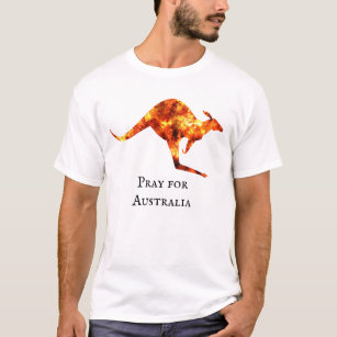 Beten Sie für Australien Kangaroo Flamme Brush Br T-Shirt