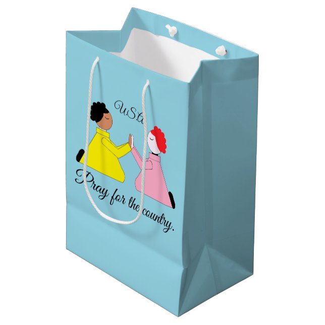Beten Sie für das Land Mittlere Geschenktüte (Vorderseite Schrägansicht)