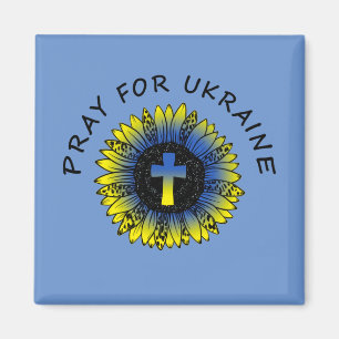 Beten Sie für die Ukraine Sonnenblumen und Kreuz- Magnet