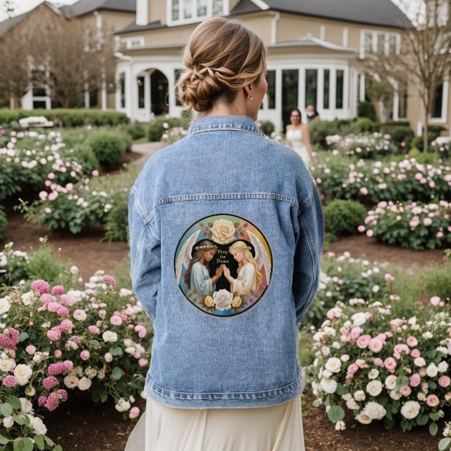 Beten Sie für FriedensAngels Jeansjacke (Hochzeit Rückseite)