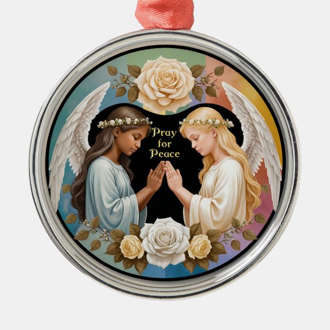 Beten Sie für FriedensAngels Ornament Aus Metall (Vorne)