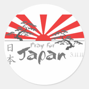 Beten Sie für Japan mit dem aufgehende Sonne Runder Aufkleber