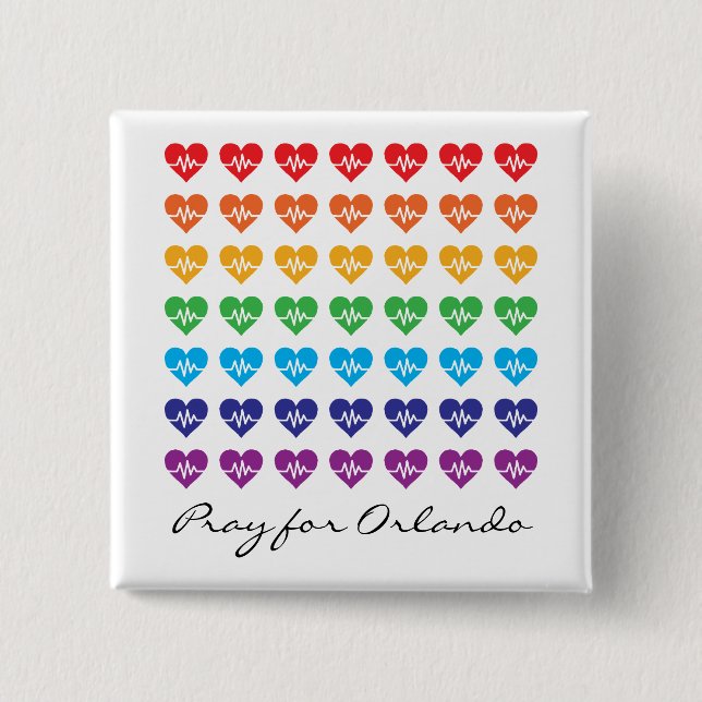 Beten Sie für Orlando ein Pulsläuferherz Button (Vorderseite)