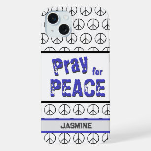 Beten Sie für Peace Grunge Schriftart iPhone 15 Plus Hülle
