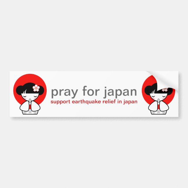 Beten Sie für Puppe Japans Kokeshi Autoaufkleber (Vorne)