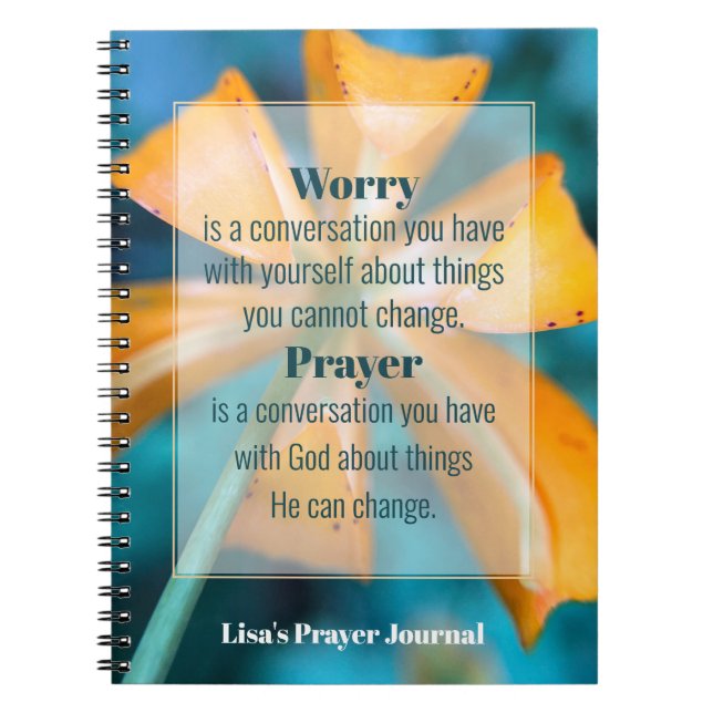 Beten Sie nicht "Orange Blume Prayer Journal" Notizblock (Vorderseite)