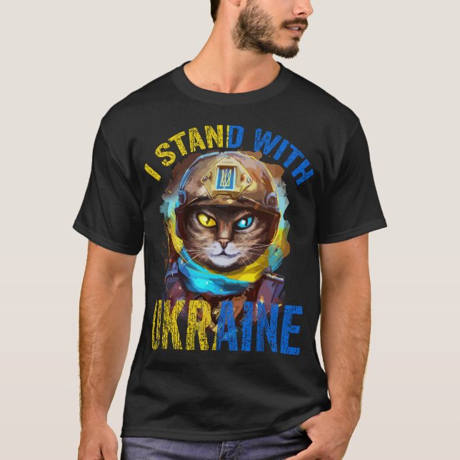 Beten Sie um Unterstützung für den ukrainischen Ca T-Shirt (Vorderseite)