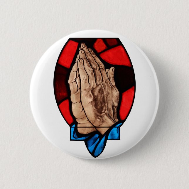 Betende HandBuntglas-Kunst Button (Vorderseite)