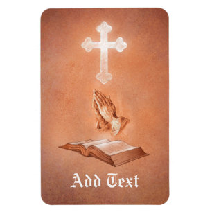 Betende Hände mit Kreuz und Bibel Magnet