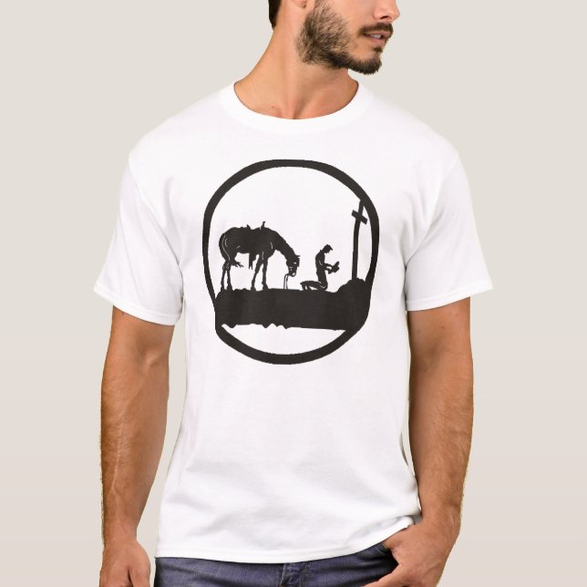 betender Cowboy T-Shirt (Vorderseite)