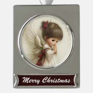Betender Engel – Weihnachtsbanner-Design Banner-Ornament Silber