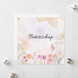 Beterschapskaart met bloemen (vierkant) feiertagskarte