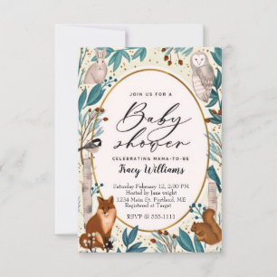 Bêtes animaux de la forêt baby shower invitation