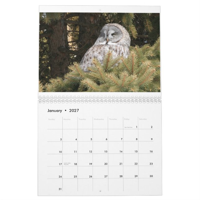 Bêtes et oiseaux du calendrier 2014 de créature (Jan 2027)
