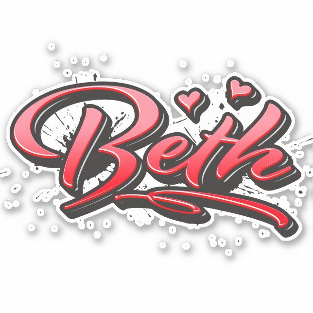 Beth autocollant graffiti sticker cœur rouge (Devant)