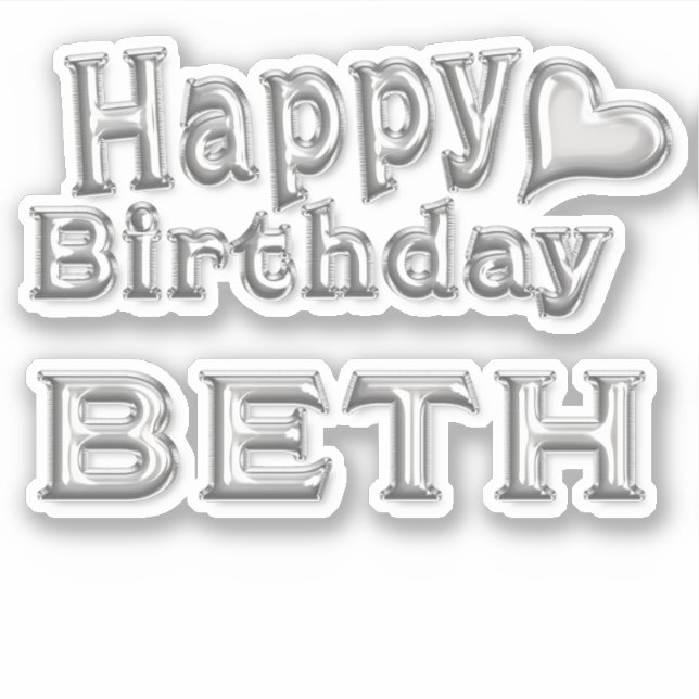 Beth Happy Birthday silver Aufkleber Sticker (Vorderseite)