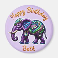 BETH ~ Magnet d'éléphant pourpre personnalisé