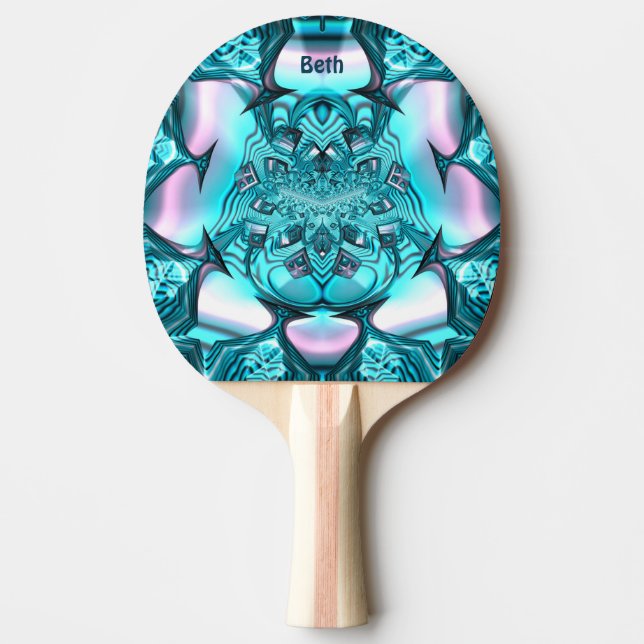 BETH ~ MARSHMALLOWS ~ Pink Blue Fraktal ~ Tischtennis Schläger (Vorderseite)