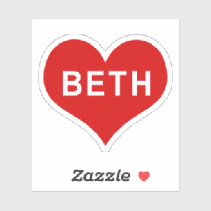 BETH NAME Rotes Herz Vinyl-Aufkleber Aufkleber