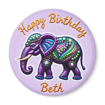 BETH ~ Personalisierter Lila Elephant Magnet