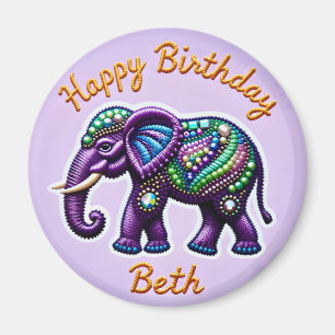 BETH ~ Personalisierter Lila Elephant Magnet